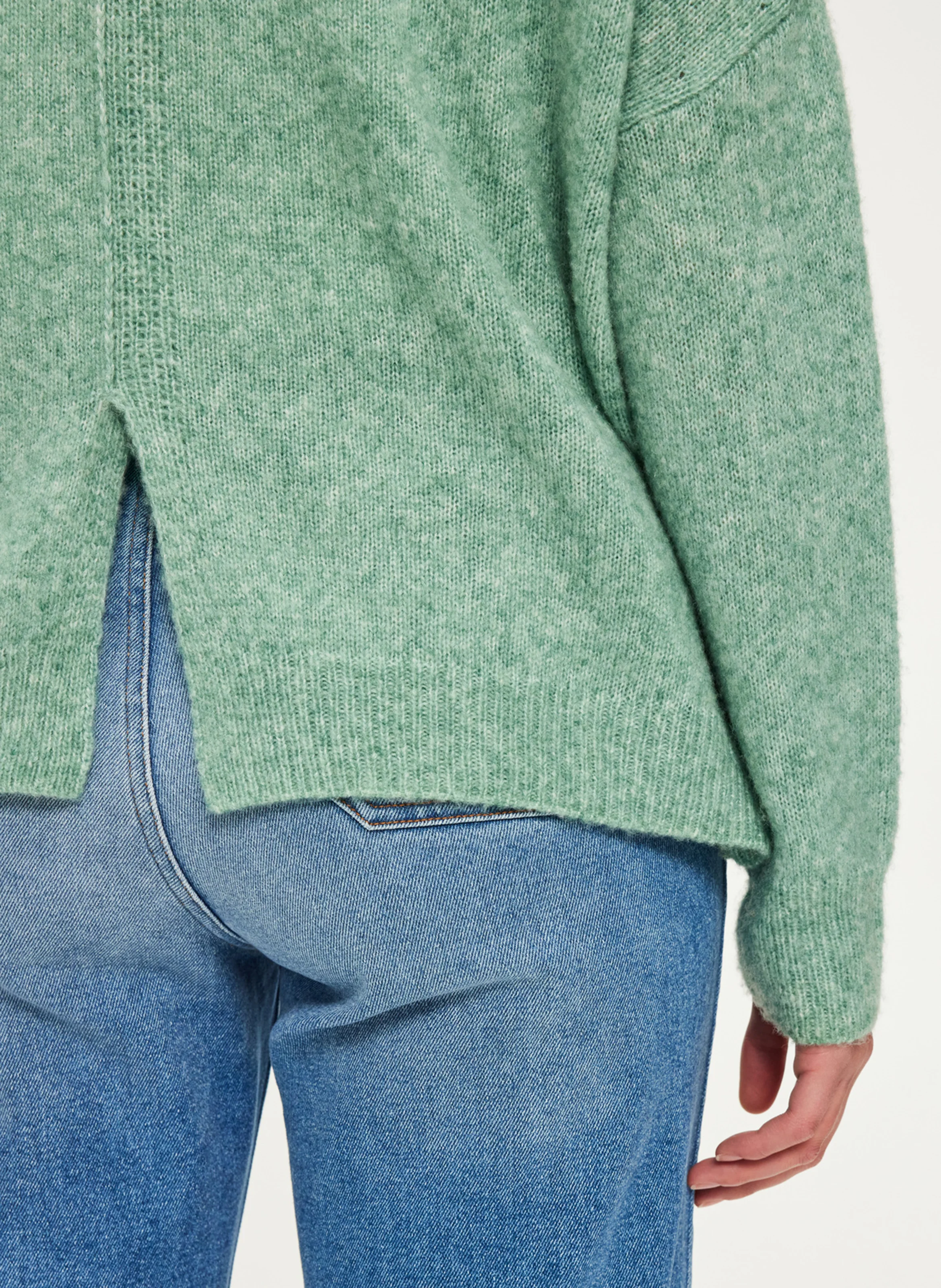 JOURNA - Pull col V en laine mélangée | Vert