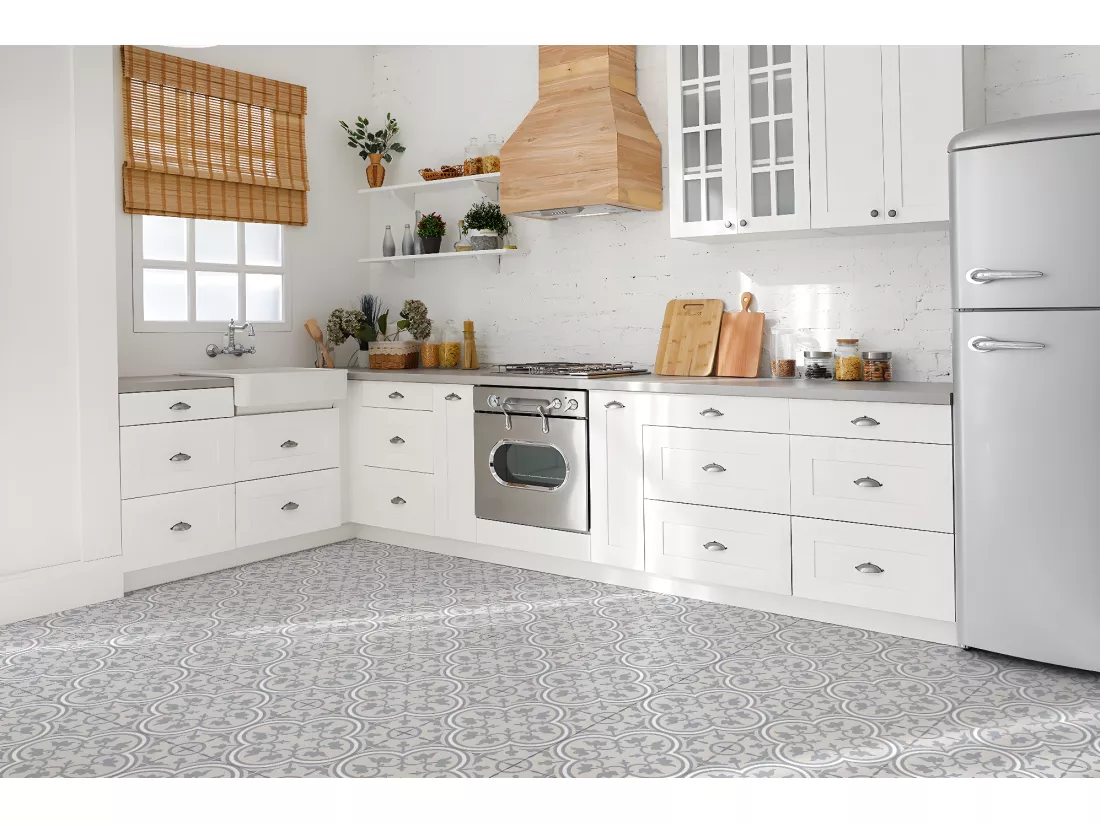 Carreaux autocollants PVC, Carrelage PVC adhésif - 9x30x30 - Motif floristique
