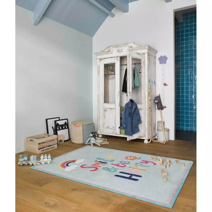 Smart Kids Kinderteppich Happy me! hellblau