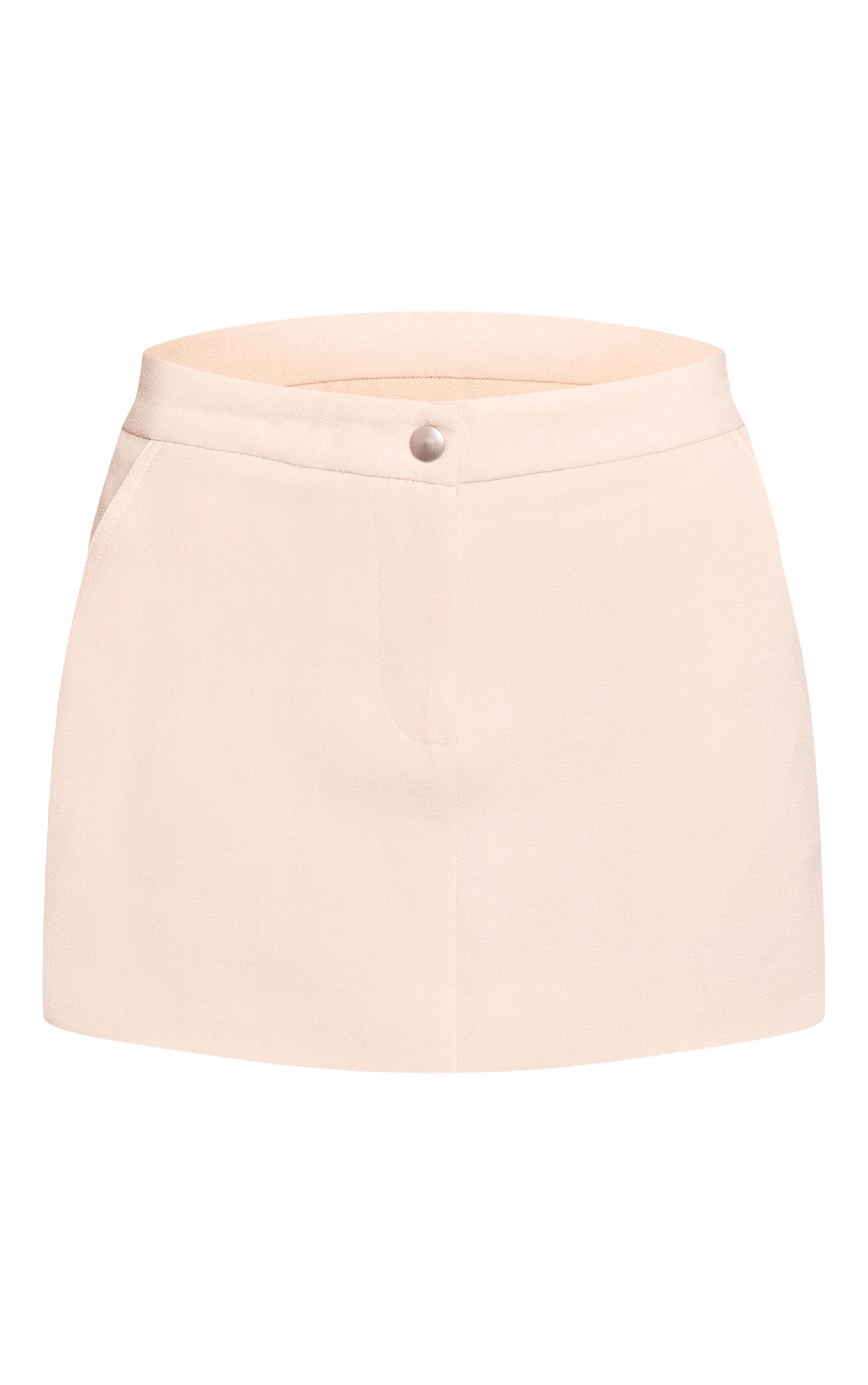 Crème Jupe Ajustée Tissée À Poches Mini Ensemble Coordonné