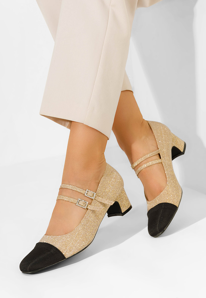 Chaussures à petit talon dorées Nakira