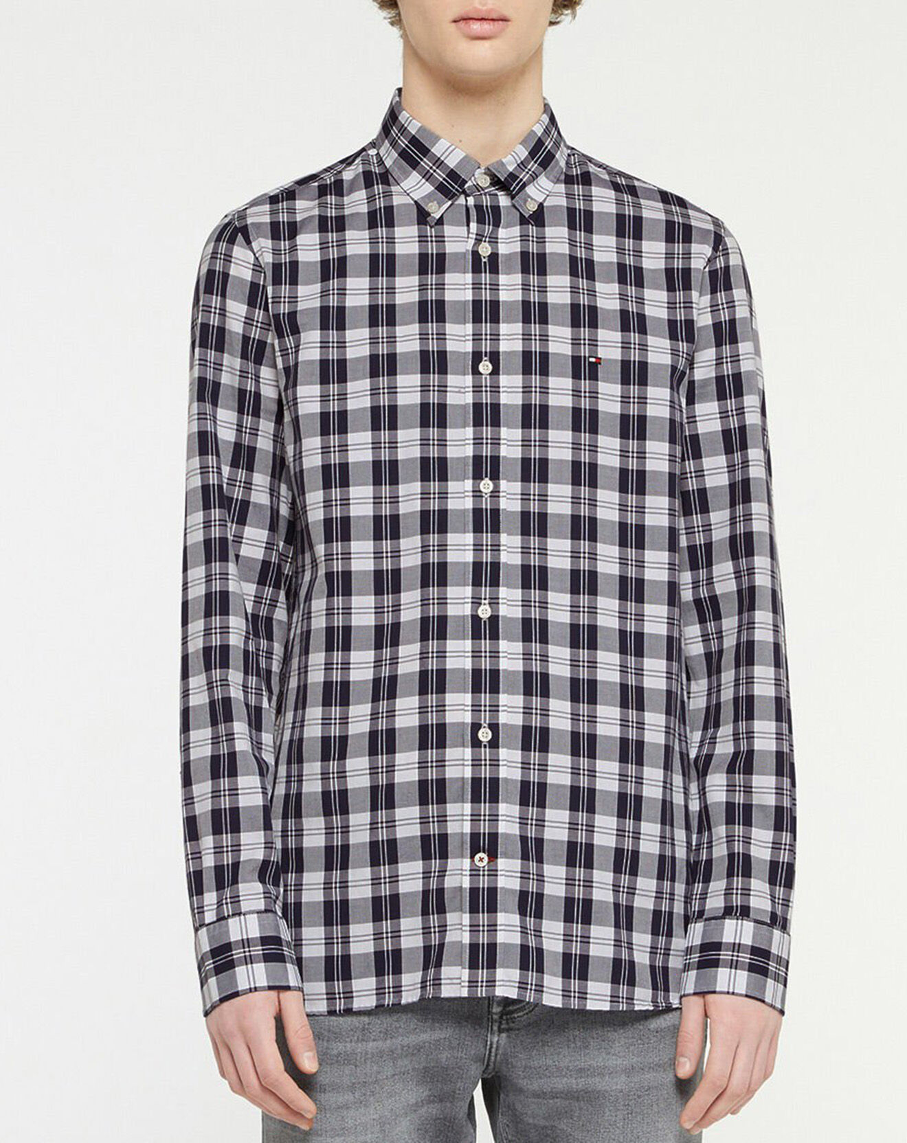 Tommy Hilfiger Chemise droite Textured Check à carreaux bleu marine/blanc