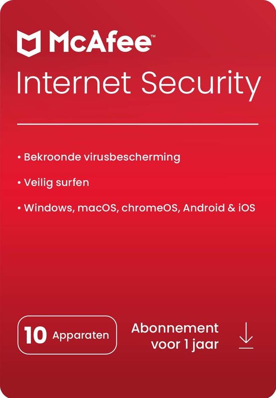 McAfee Internet Security | Jaarabonnement | Voor 10 Apparaten