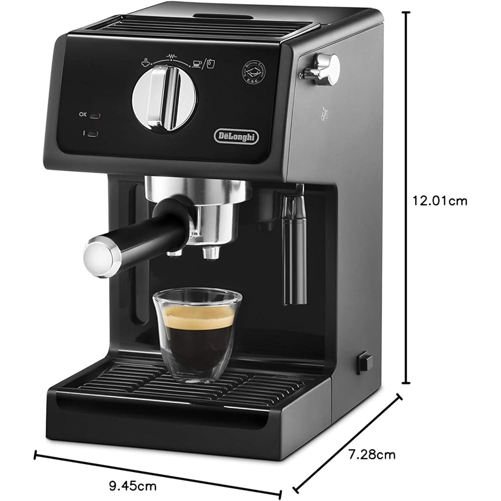 De'Longhi Machine à expresso ECP 31.21 | Porte-filtre avec finition aluminium | Buse de mousse de lait | 1 ou 2 tasses Espresso | Convient également pour les dosettes | Noir : Cuisine et Maison