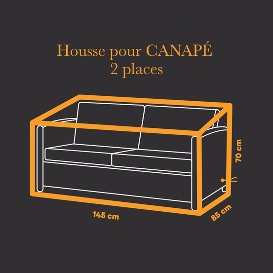 Housse pour canapé 2 places en polyester anthracite - 145x85x70 cm