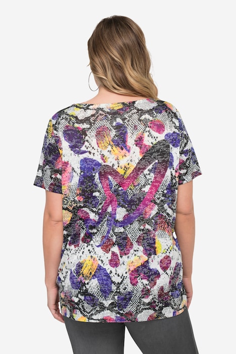 T-Shirt, Alloverdruck, Rundhals, Halbarm