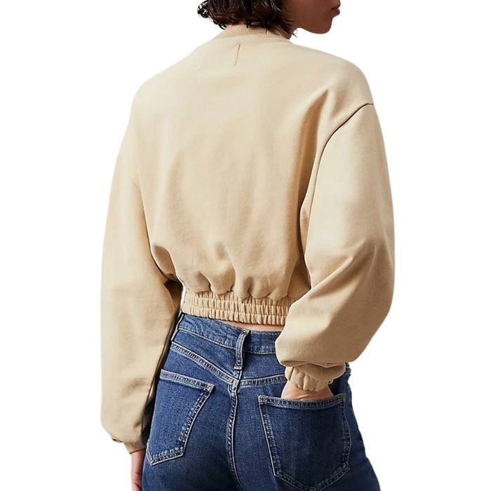 Calvin Klein Woven Label Cropped Crewneck Sweater Dames
