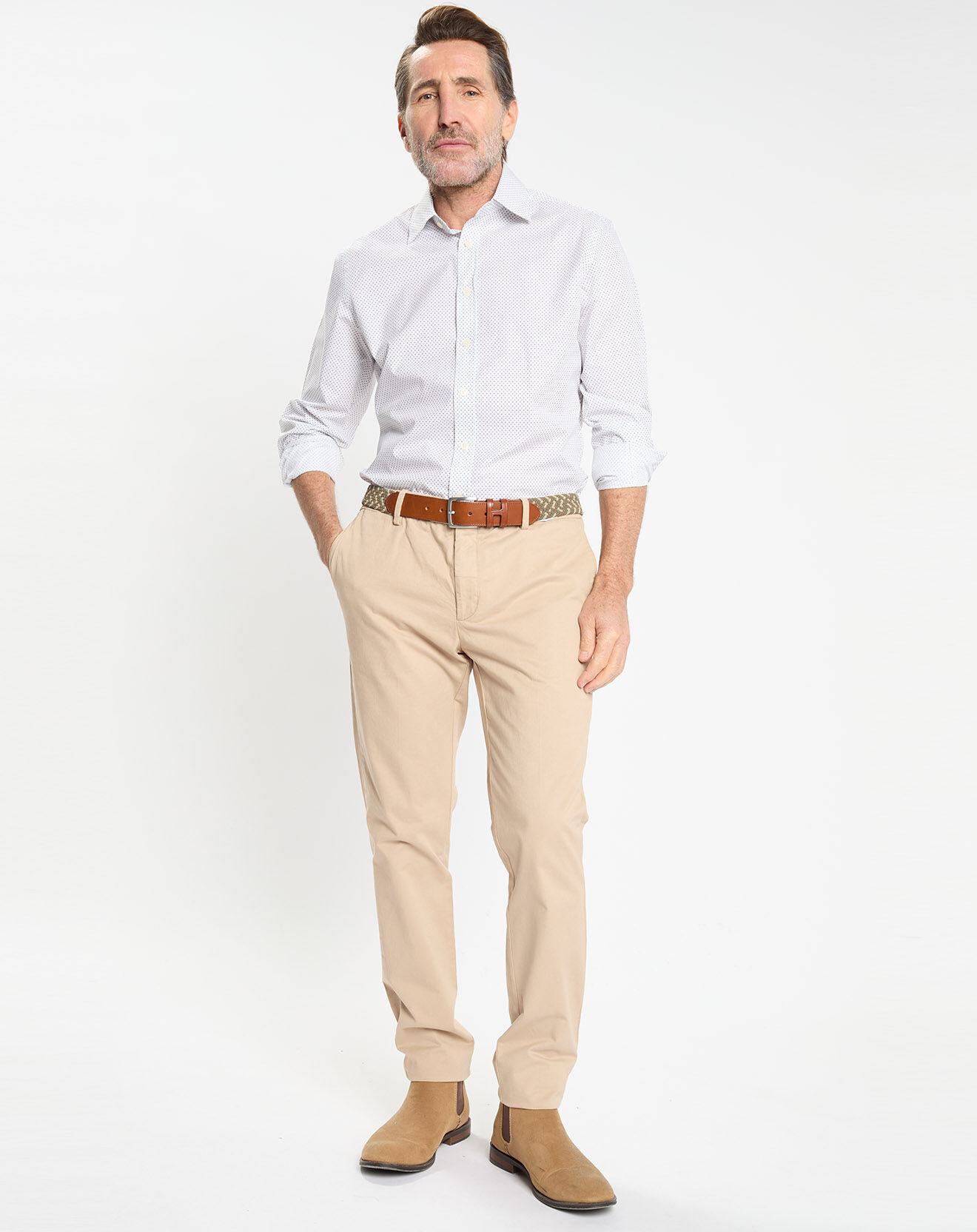 Hackett London Chemise Slim Fit à micro imprimé géométrique blanche