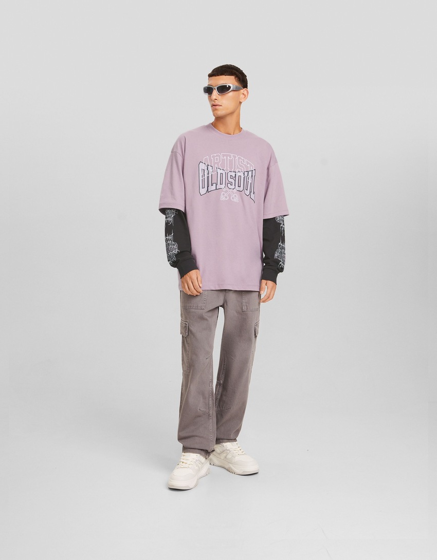 Camiseta de manga comprida estampada
