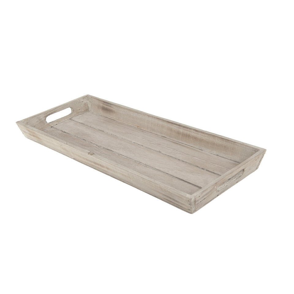 Rechthoekig houten dienblad/kaarsenbord - bruin - 48 x 20 cm
