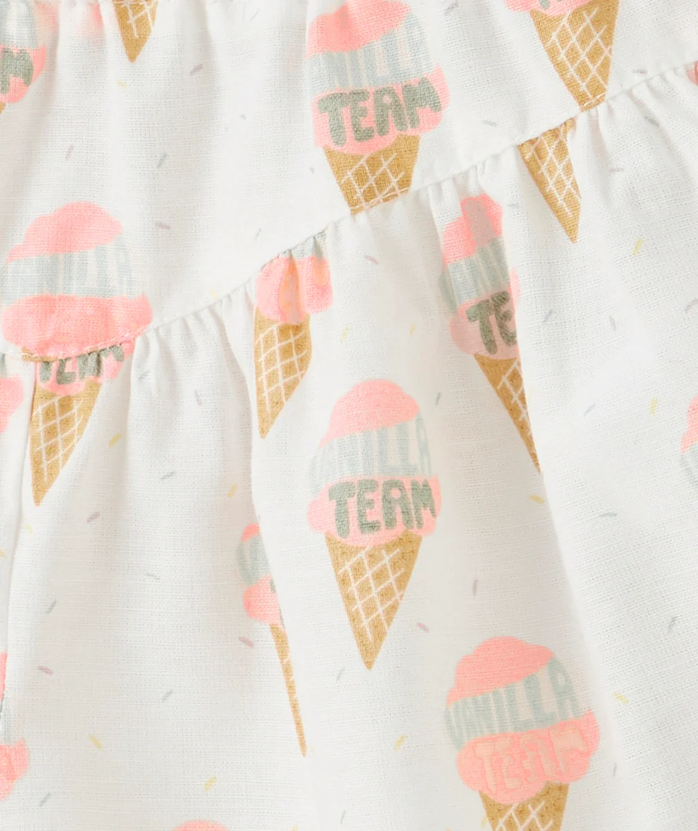 SHORT FILLE BLANC IMPRIMÉ GLACES