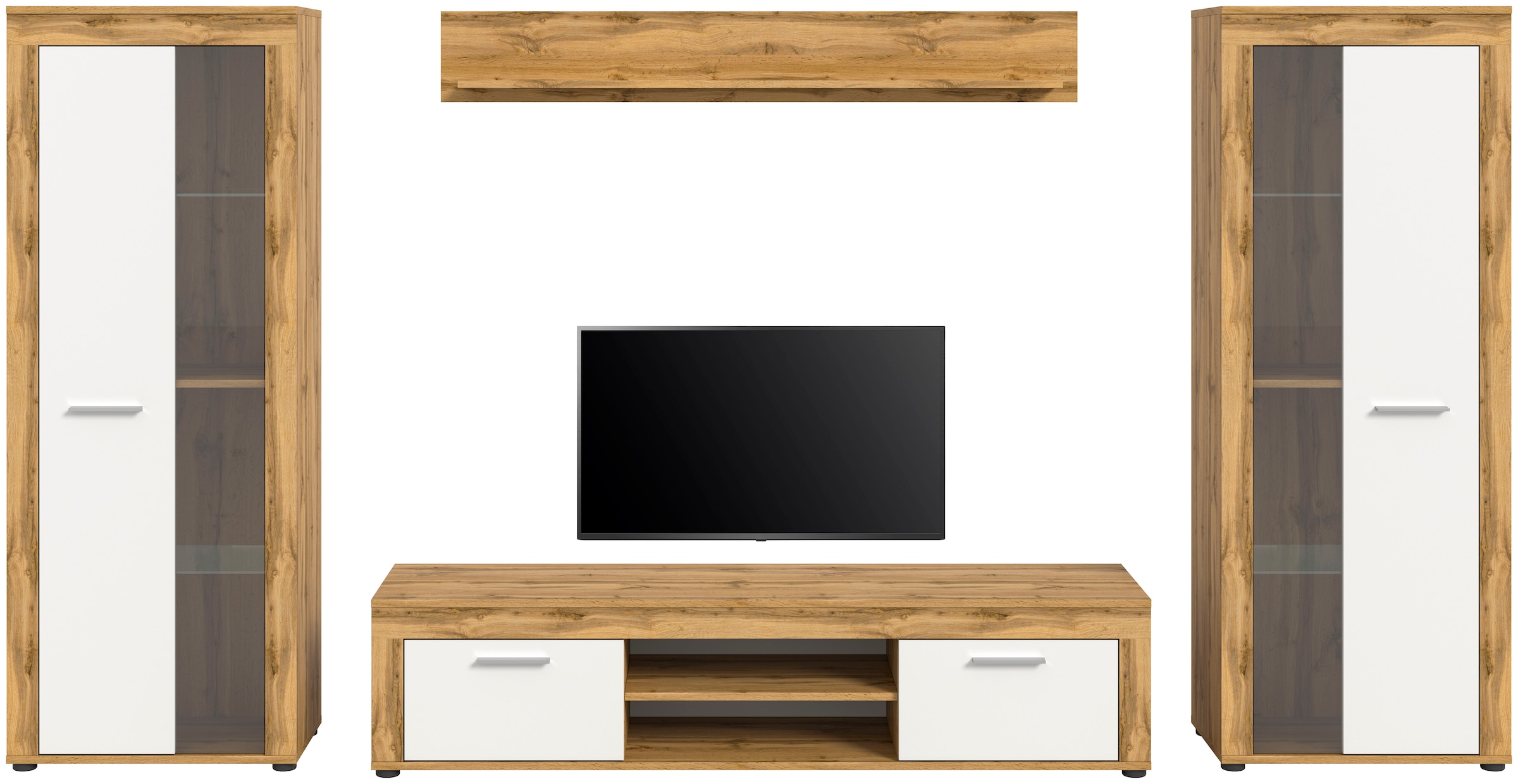 INOSIGN Wohnwand »Aosta, Breite 310cm, best. aus: 2x Vitrine, Lowboard, Wandboard«