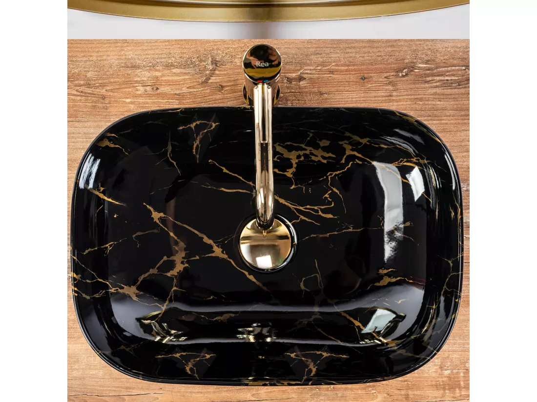 Vasque À Poser Rea Belinda Marble Shiny Black