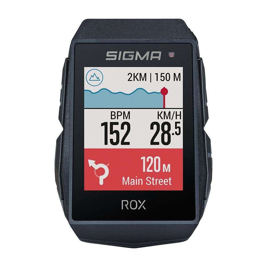 Sigma Sport ROX 11.1 EVO Top Mount GPS Fietscomputer Met Hartslagband Zwart