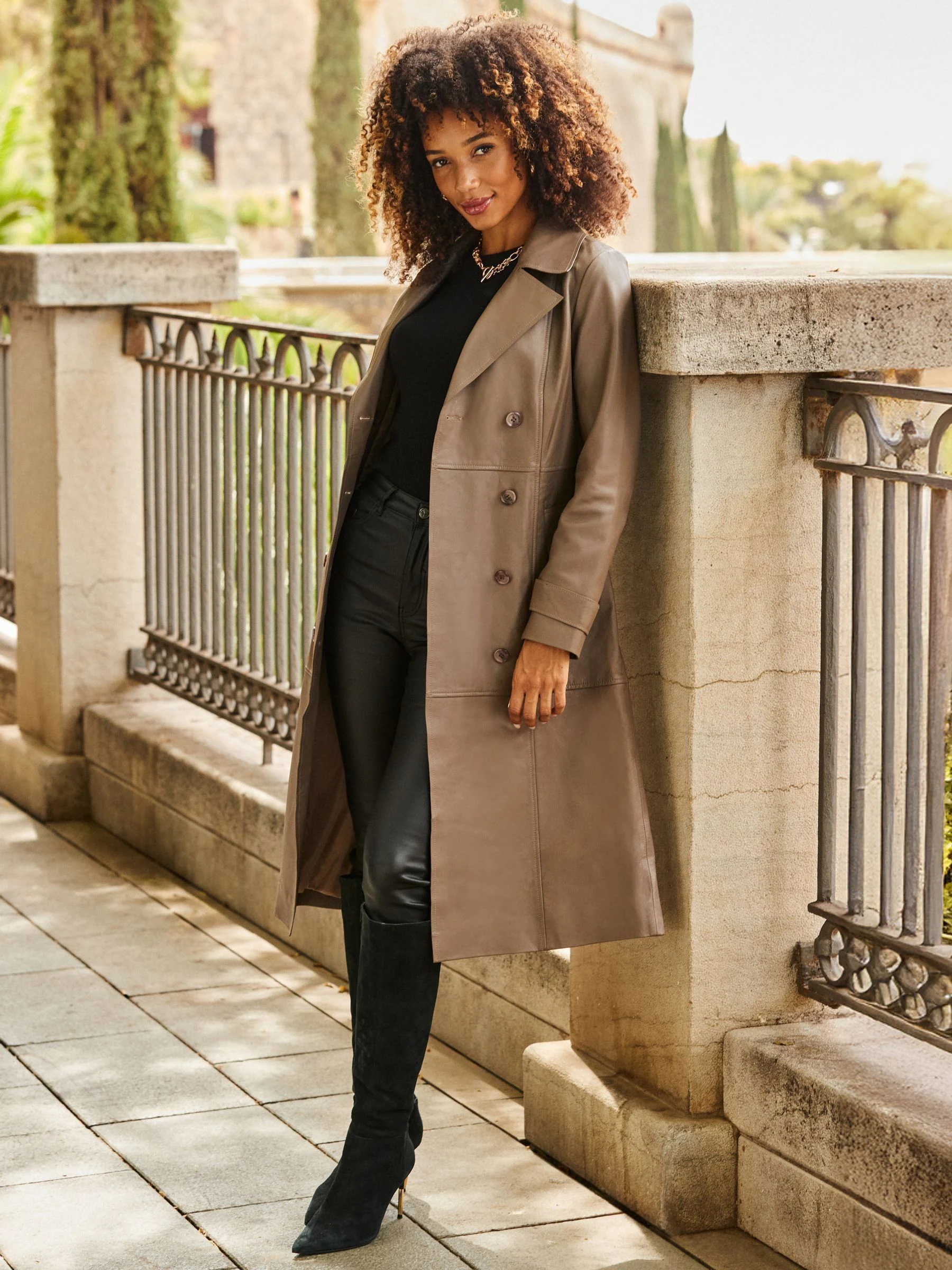 Natuurlijk - Sosandar premium trenchcoat van leer