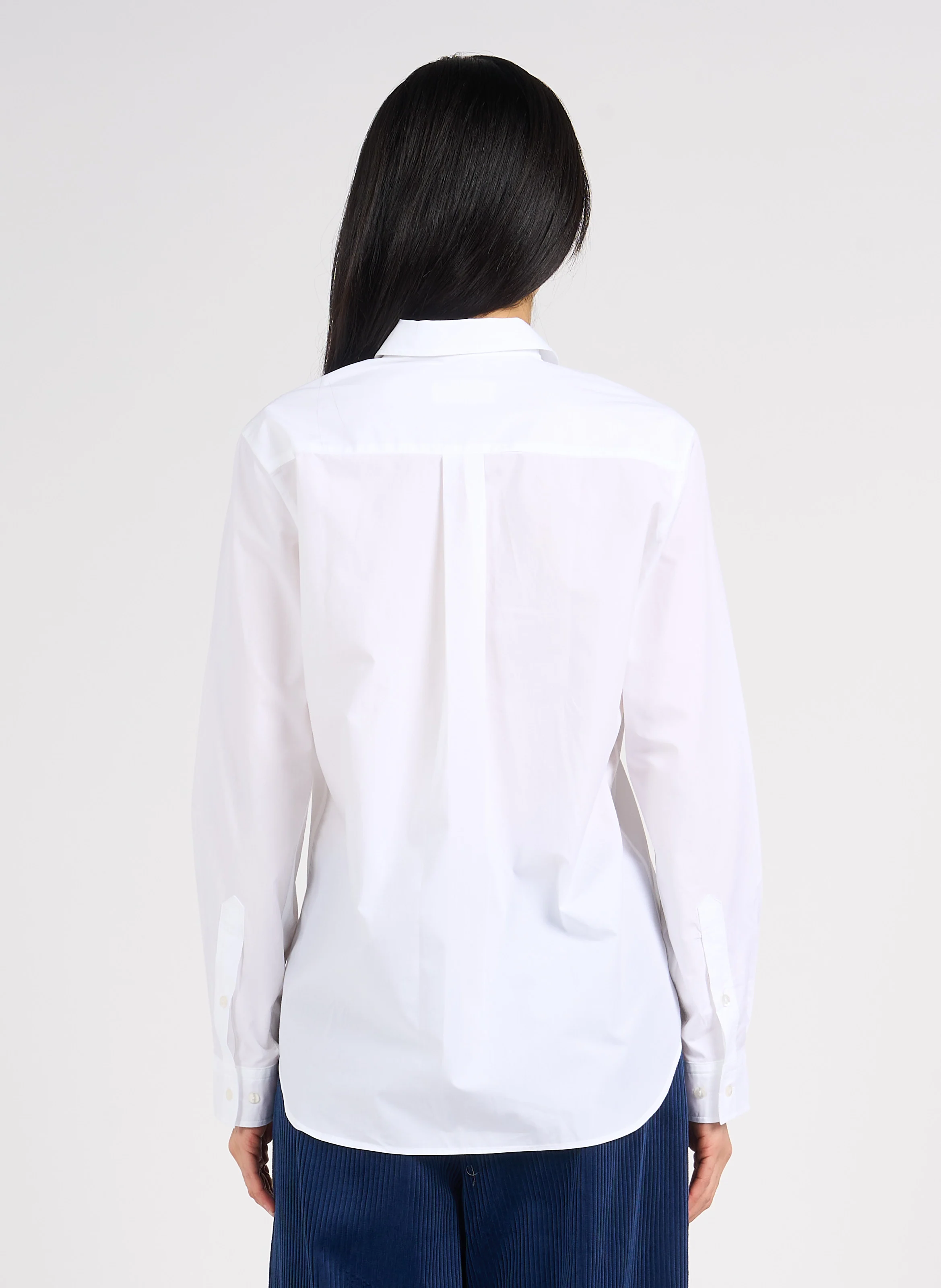 Chemise à col classique droite en coton | Blanc
