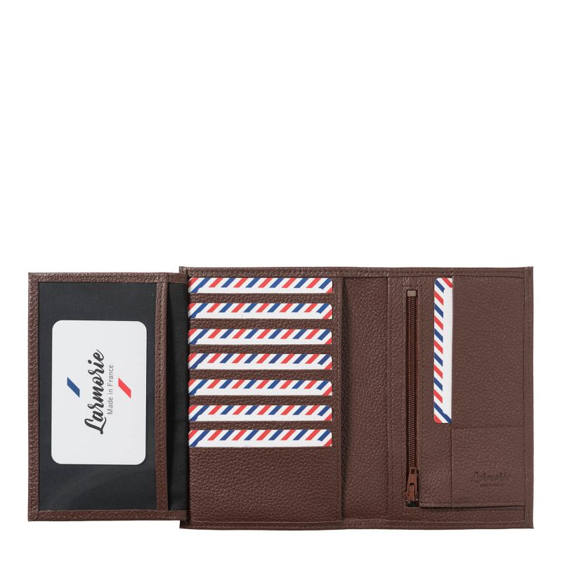 Portefeuille 2 volets Gustave en cuir grainé Terre Brunie