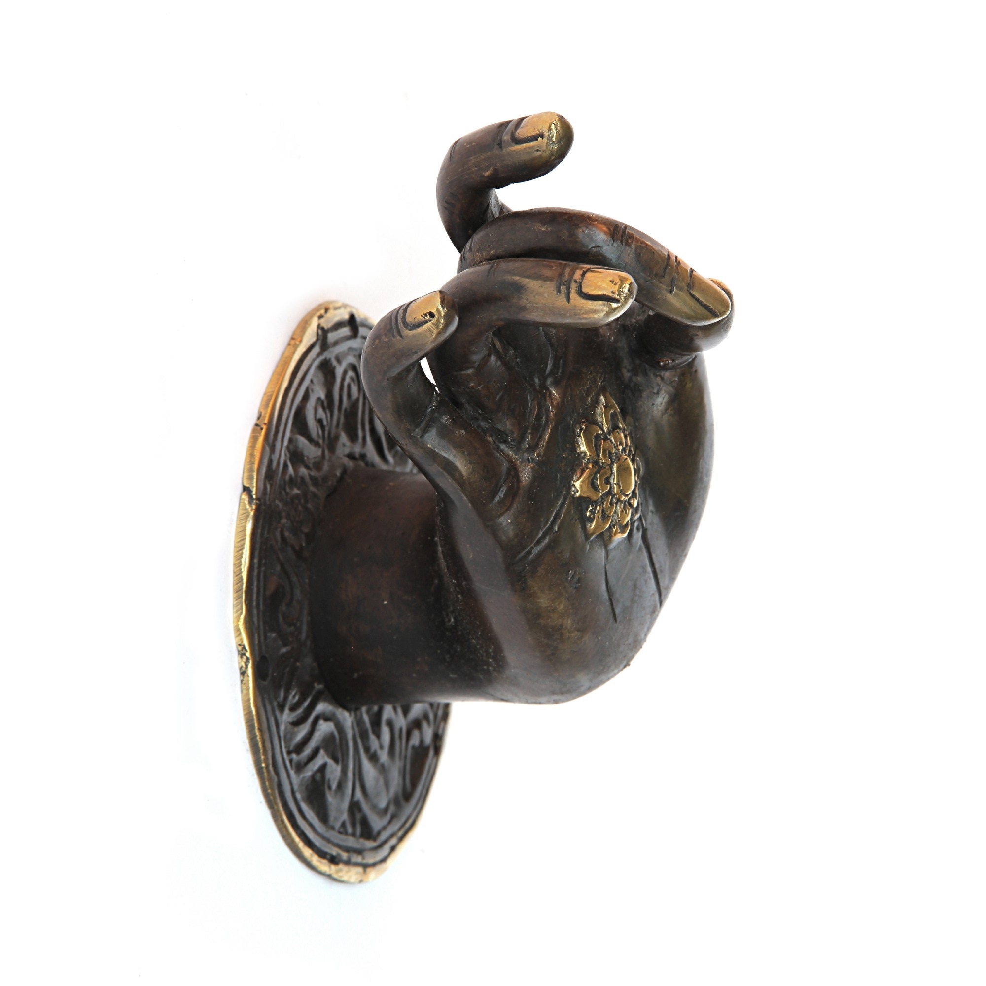 Hand 'Mudra' rechts, aus Messing, H 18 cm, B 11 cm, L 11 cm von fischer's lagerhaus