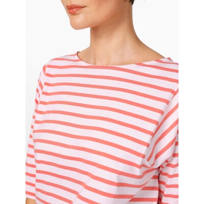 Damen-Halbarmshirt, Weiß-Koralle