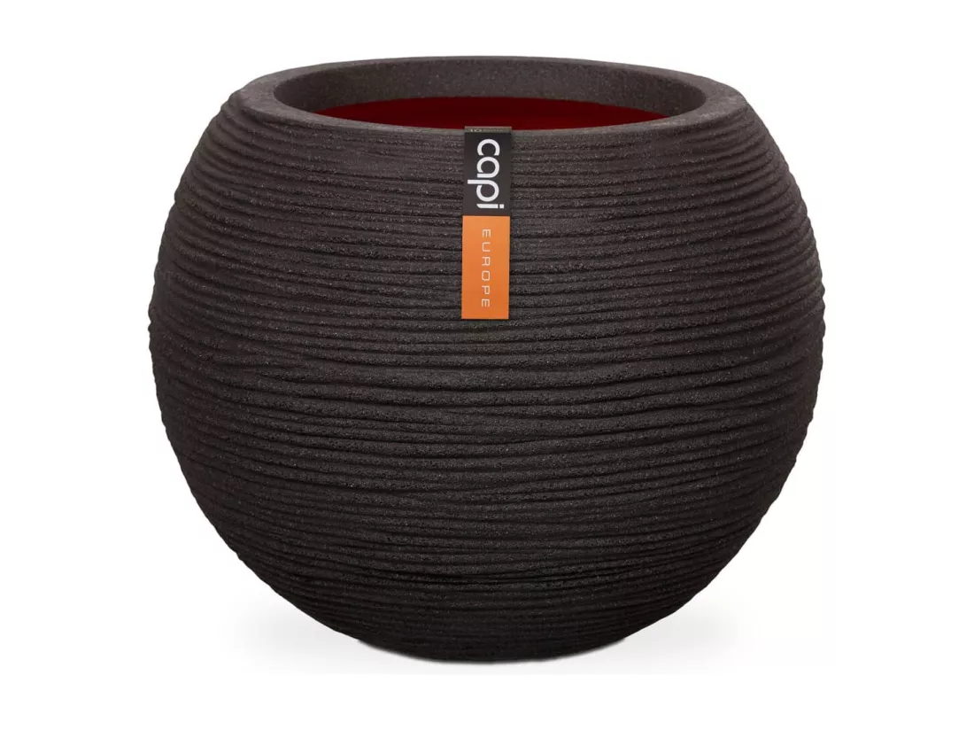 Pot à fleurs Rib Rond 62 x 48 cm Noir KBLR271