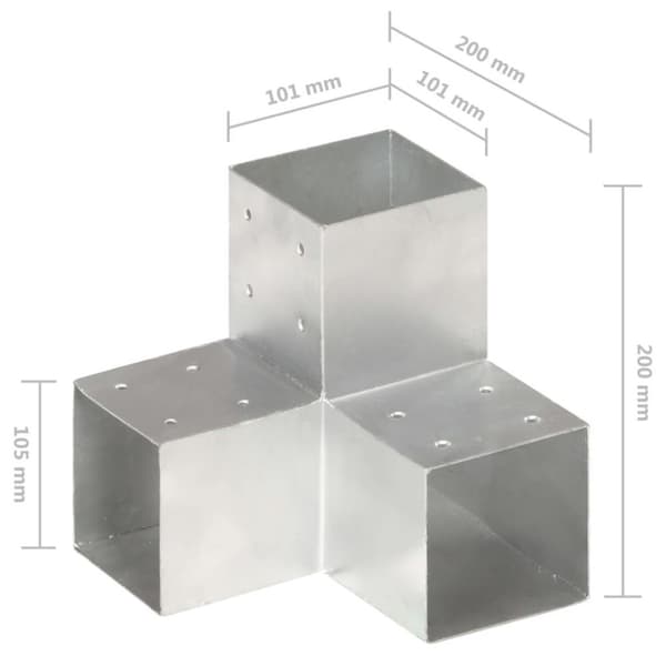 vidaXL Stolpesko 4 stk Y-form galvanisert metall 101x101 mm