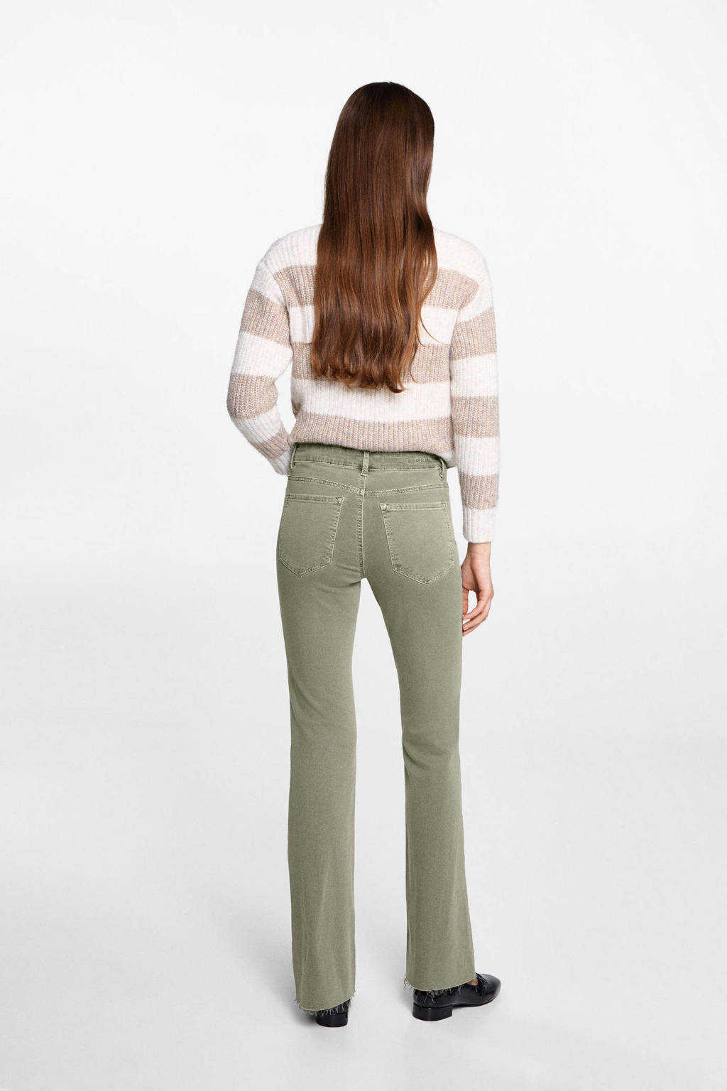 MANGO TEEN flared casual broek groen
