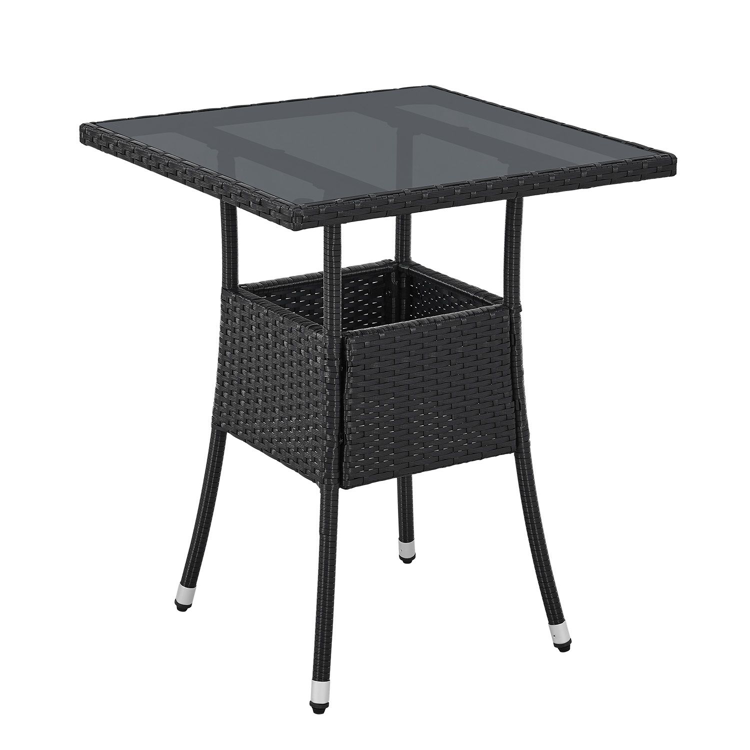 Juskys Polyrattan Gartentisch Yoro eckig - wetterfest Outdoor Beistelltisch 60x60 cm - Schwarz