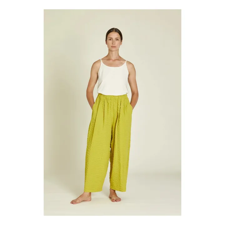 Black Crane Pantalon Large Seersucker | Curcuma