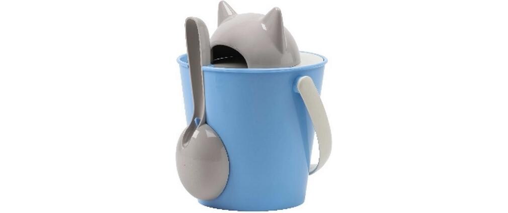 Futterbehälter Crick Grau/HellblauLuftdichter Futterbehälter für Katzen mit Löffel, ideal zur Aufbewahrung von Trockenfutter und Snacks