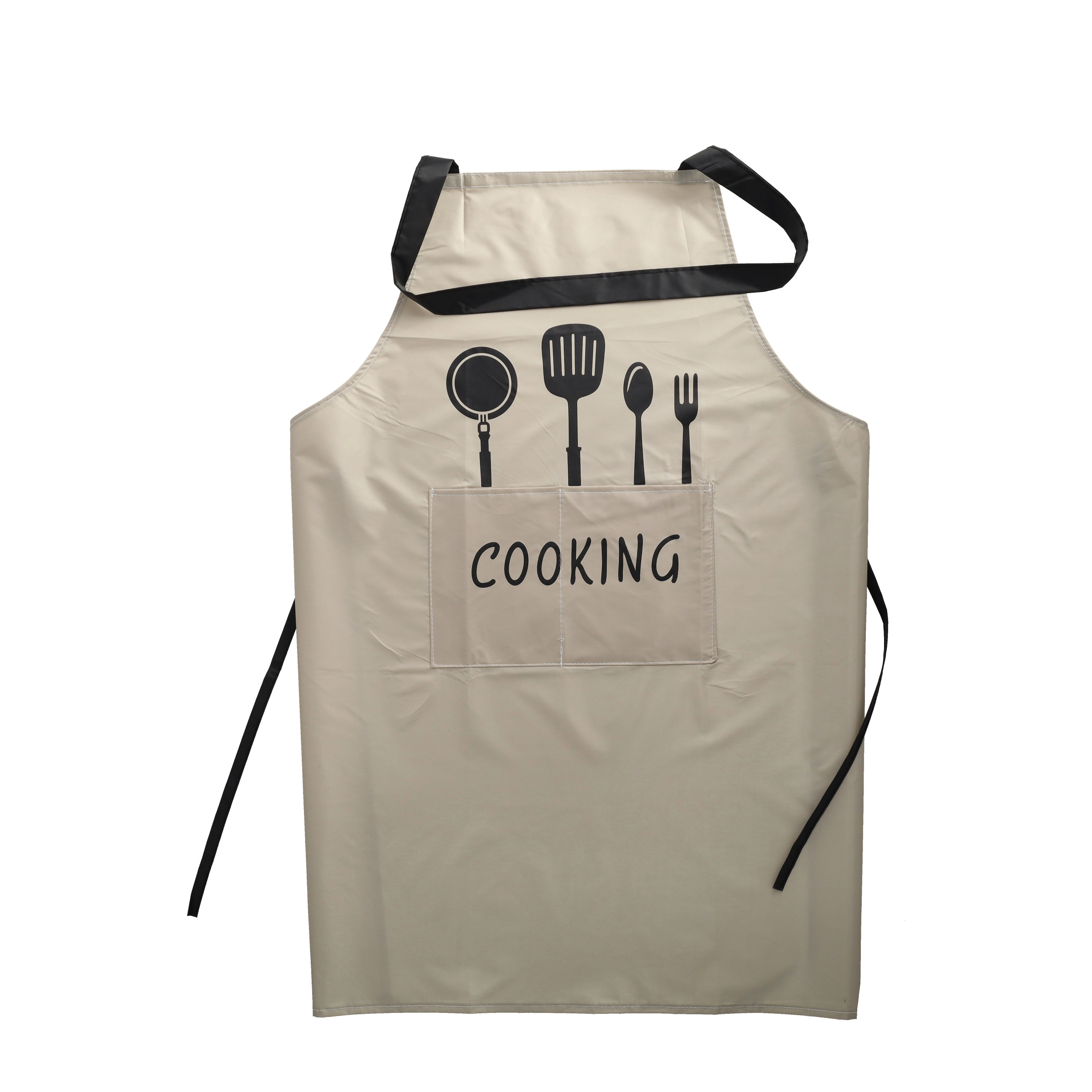 (90x60cm) Stylische Kochschürze Wasserabweisende BBQ Grillschürze Koch Umhang mit Bauchtasche   Rückenschnürung - Weiss