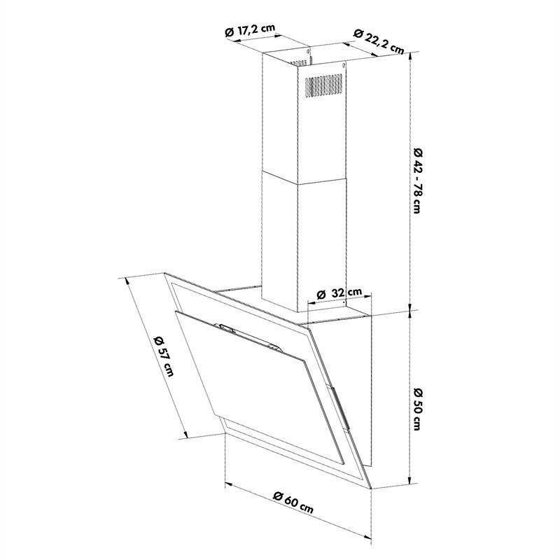 Mirage 90 Dunstabzugshaube 550 m³/h Touch-Panel Ambient EEC A++ weiß Weiß