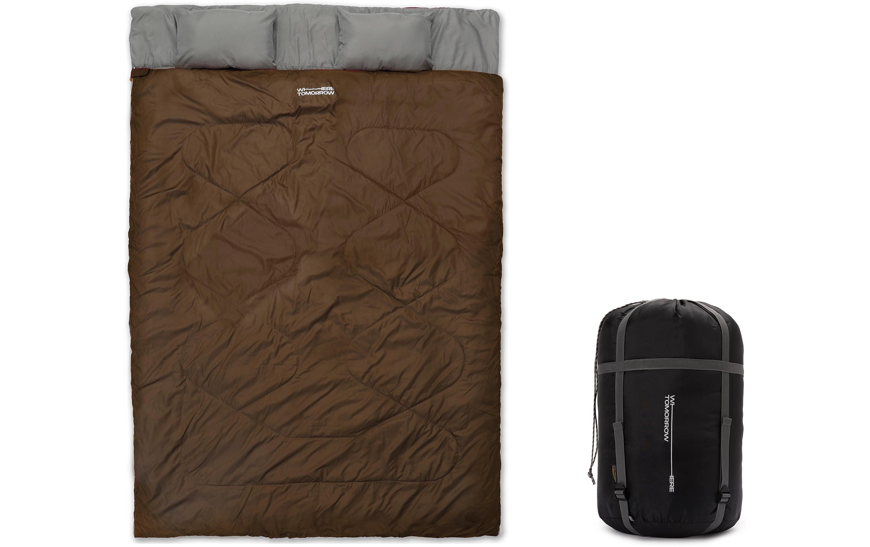 Doppelschlafsack Polyester, BraunSchlafsack für zwei Personen
