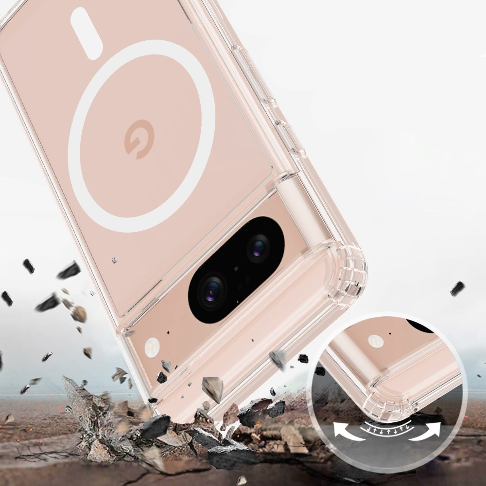 Google Pixel 8 Hybrid Hülle TPU Bumper   Acryl Rückseite MagSafe-Modul - Transparent