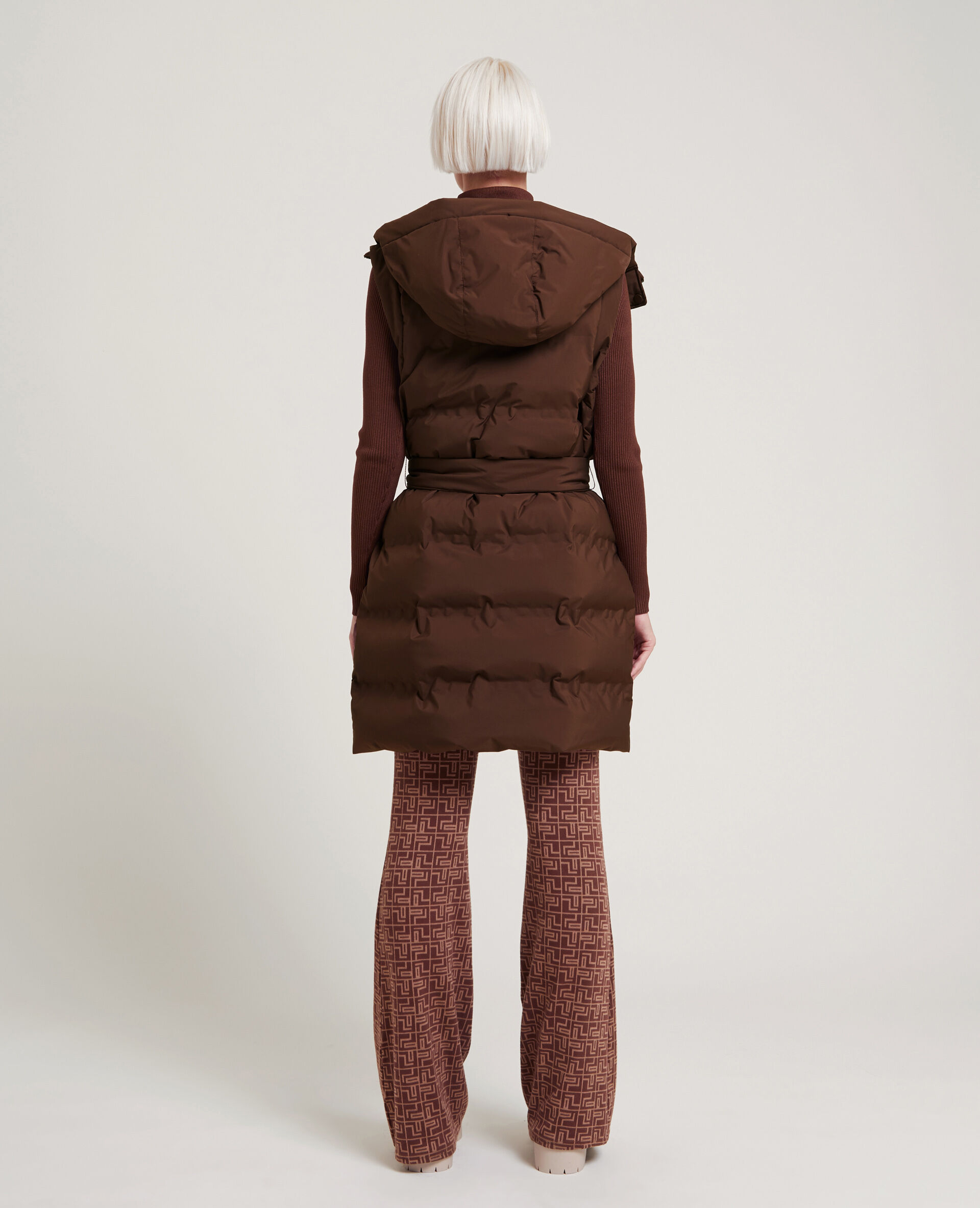 Doudoune mi-longue sans manches - Marron