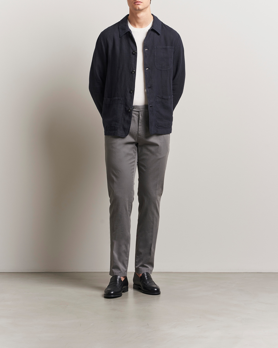 Canali Slim Fit Cotton Stretch Chinos Dark Grey