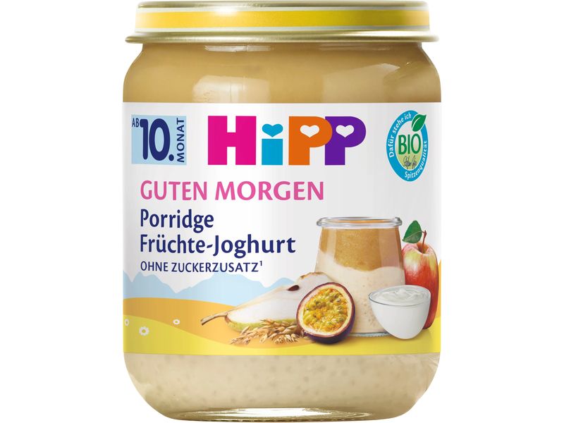 HIPP Gläschen Porridge Früchte Joghurt 160 g Guten Morgen Porridge mit Maracuja, Birne und Joghurt