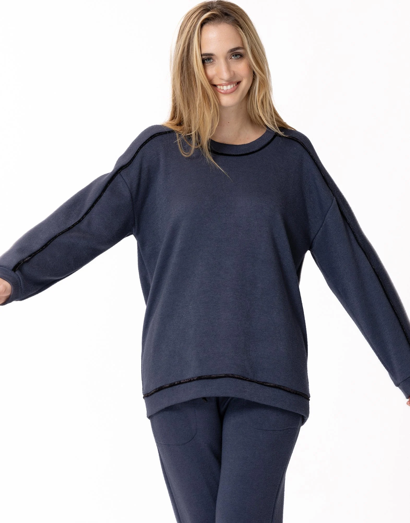 ALPAGA 830 - Sweat en maille tricot | Bleu