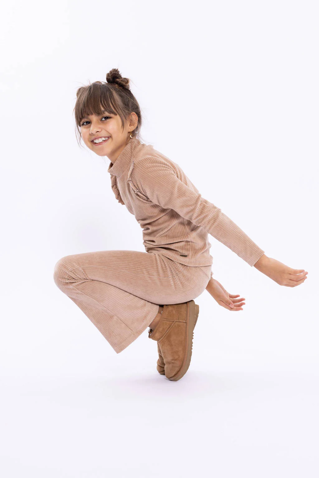 No Way Monday corduroy flared flared broek beige