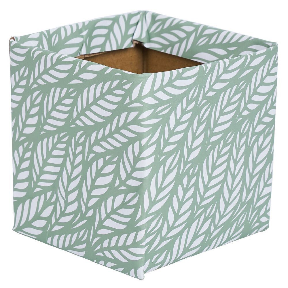 Cache-pot carré en carton motif végétal