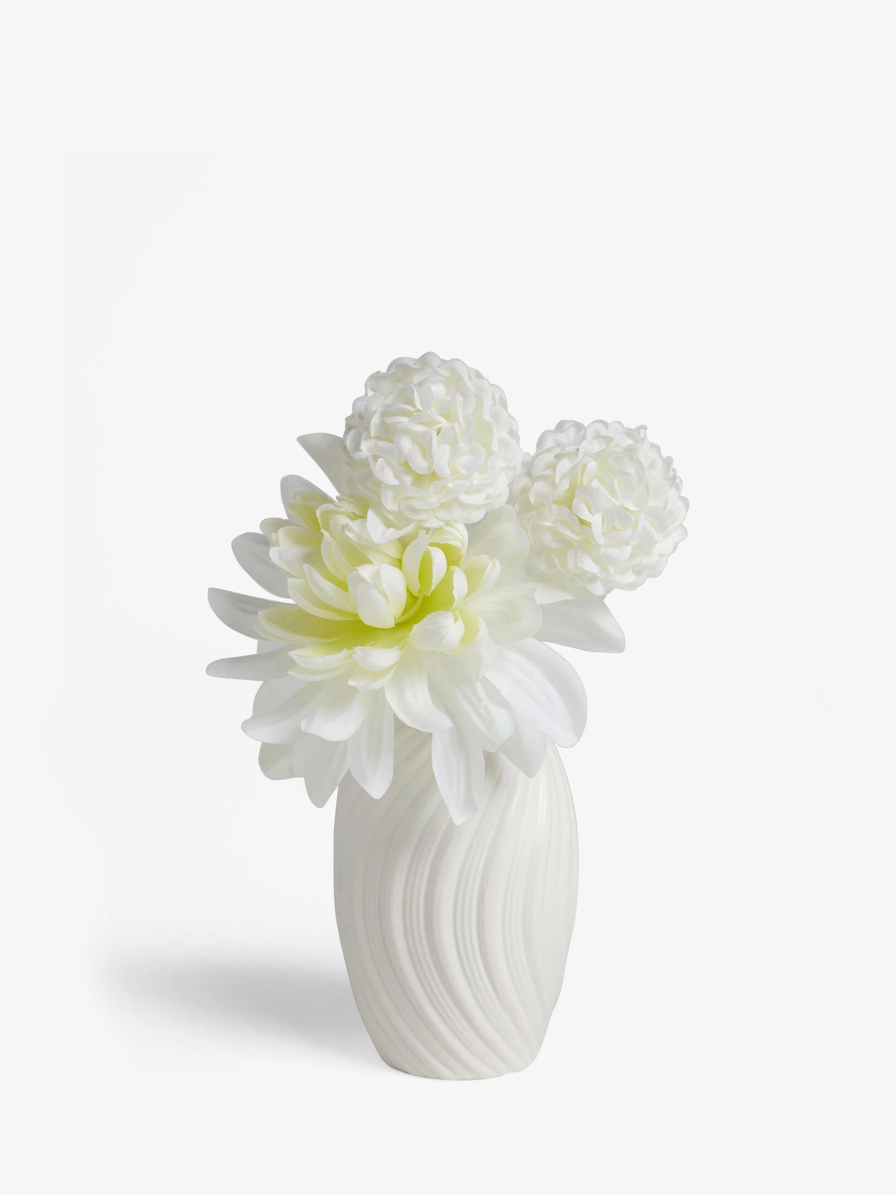 Artificial Dahila Arrangement In Ceramic Pleated Vase