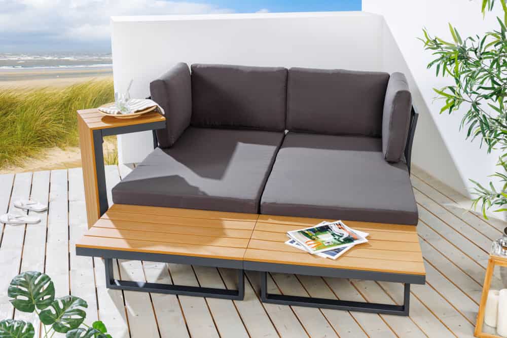 Wetterfestes Gartenmöbel Set IBIZA MODULAR LOUNGE 250cm anthrazit Aluminium inkl. Sitzpolster