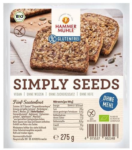 Hammermühle BIO Simply Seeds Fünf-Saatenbrot glutenfrei