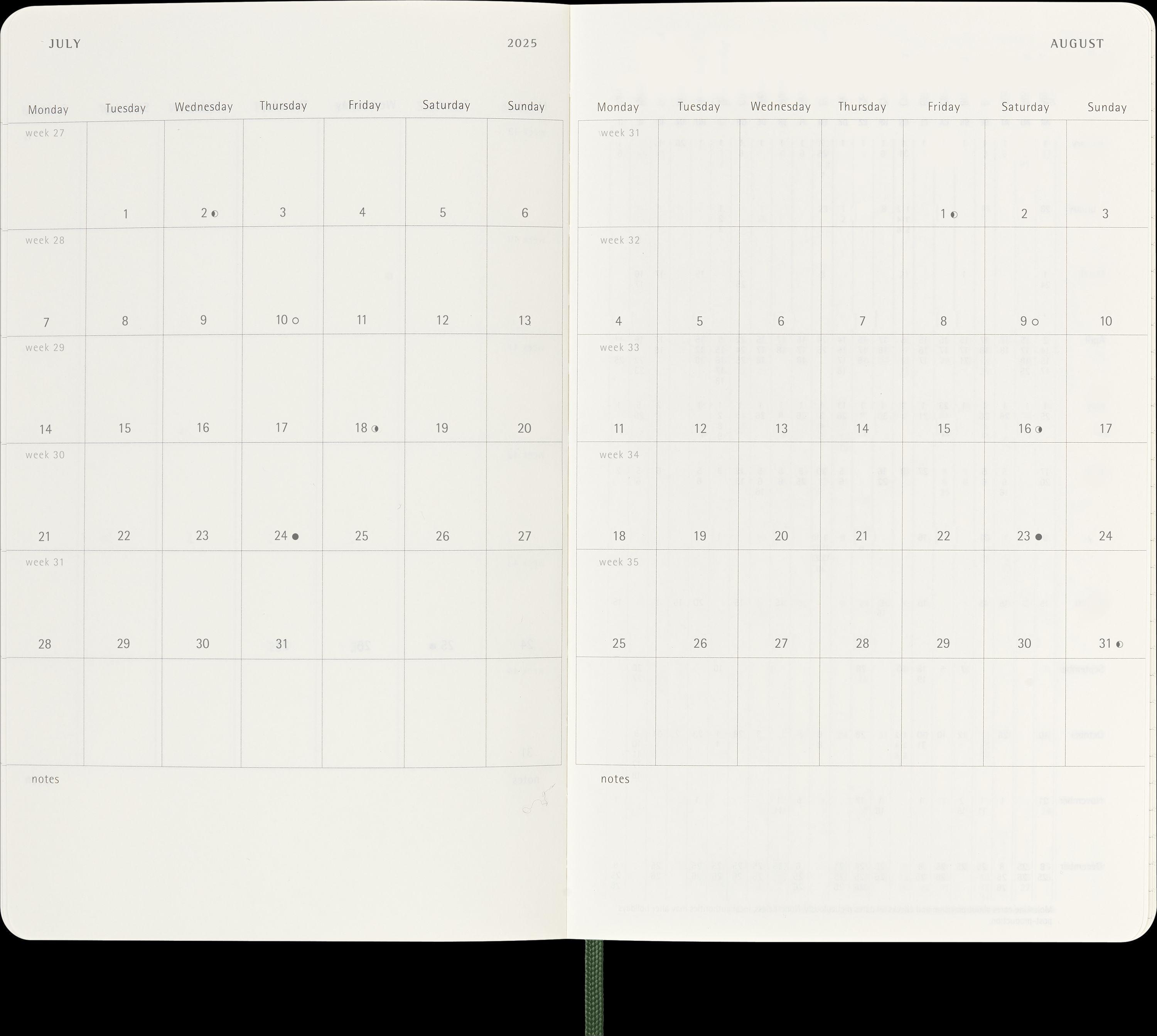 Moleskine 12 Monate Wochen Notizkalender 2025, Large/A5