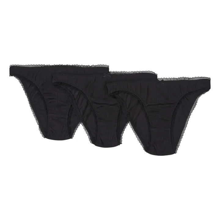 Cou Cou Intimates Pack de 3 Culottes Hautes Pointelle Coton Bio | Noir