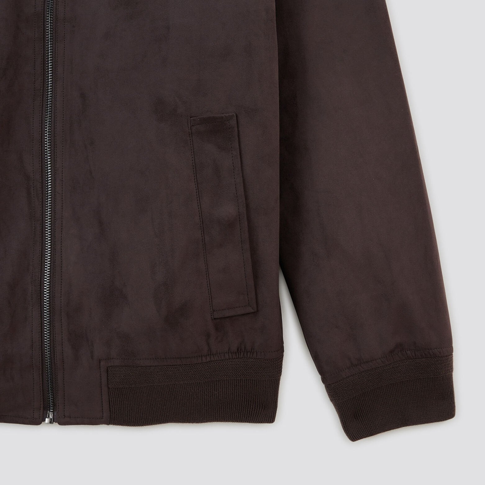 Blouson col montant aspect velours Marron