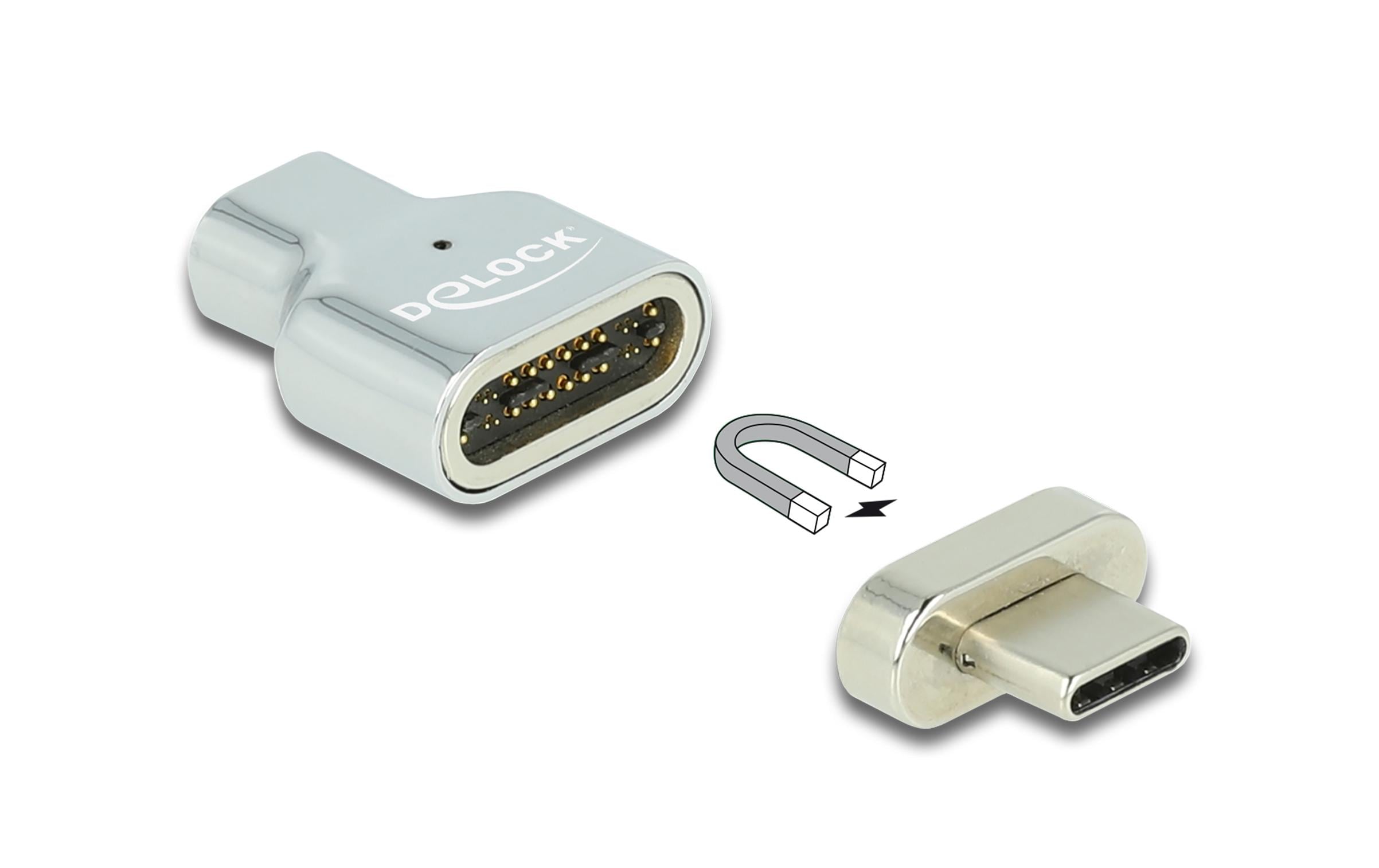 USB-Adapter Magnetisch USB-C Stecker - USB-C BuchseDelock Thunderbolt 3 / USB Type-C (DP Alt Mode) 8K 30 Hz Magnet Adapter Stecker zu Buchse