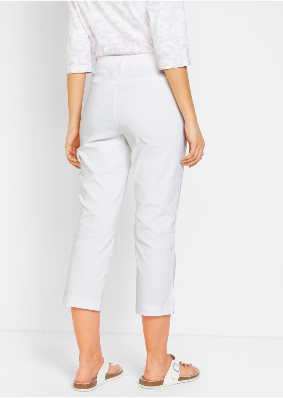 Pantalon sculptant en bengaline 3/4 avec fente et taille confortable