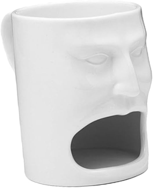 Keramik Kaffee Tasse Snack Halter Tee Cup Home Tasse mit Keks Fach / Gesicht - Weiss
