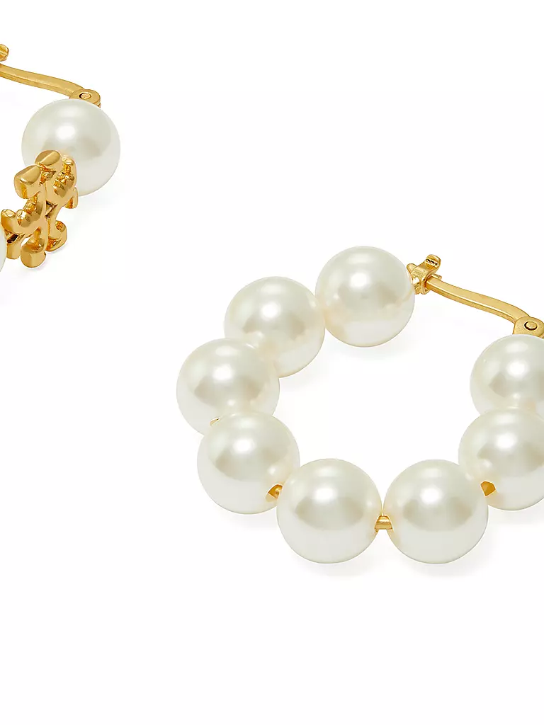 TORY BURCH Ohrringe KIRA PEARL HOOP gold