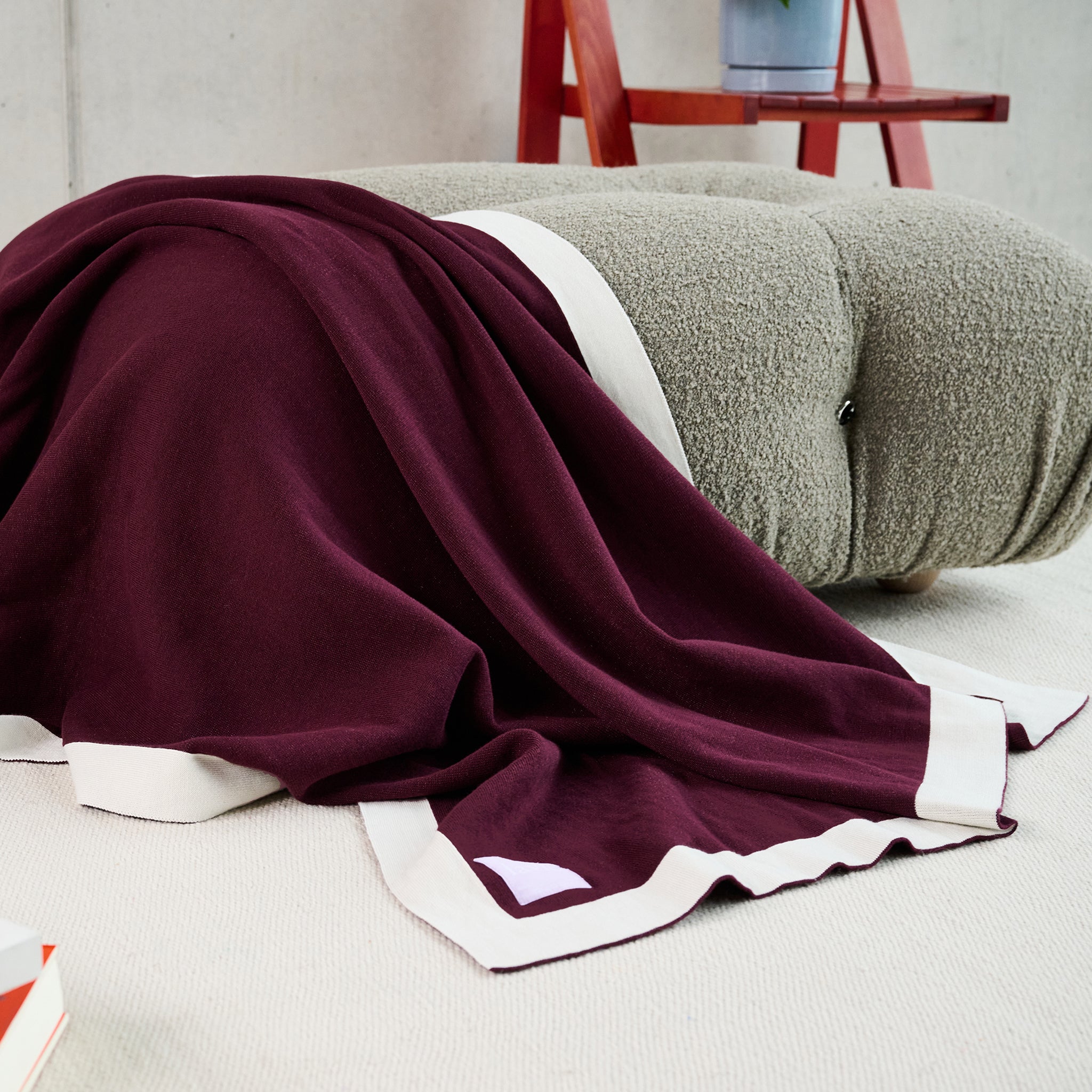 Wohndecke Lolla Plum/Undyed, Plaid 125x170 cm